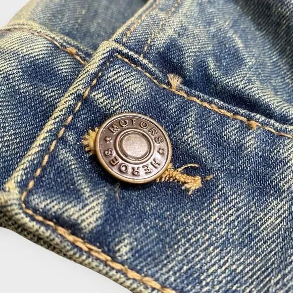 Heroes Motors Legendary Denim Jean Motorcycle Jacket Mens size Medium New - Picture 4 of 11